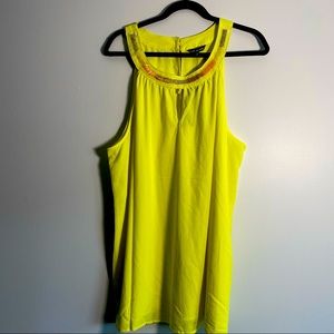 Bright Yellow Beaded Short Sleeve Blouse